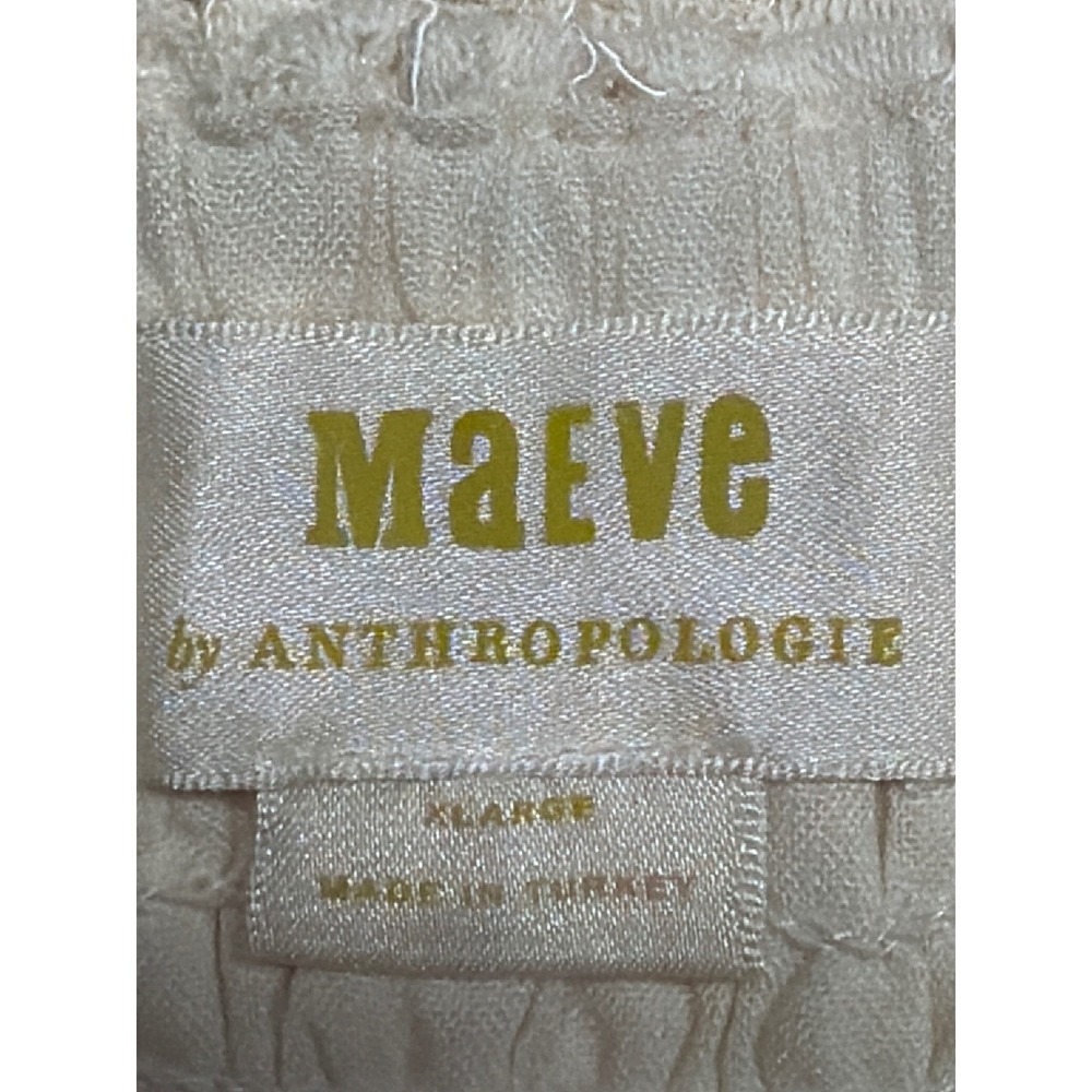 Maeve Anthropologie Ivory Floral Lace Tiered Mini Dress XL‎ Sweetheart Smocked - Picture 5 of 16